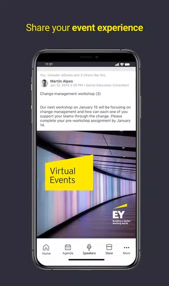 Schermata EY Virtual Events 2