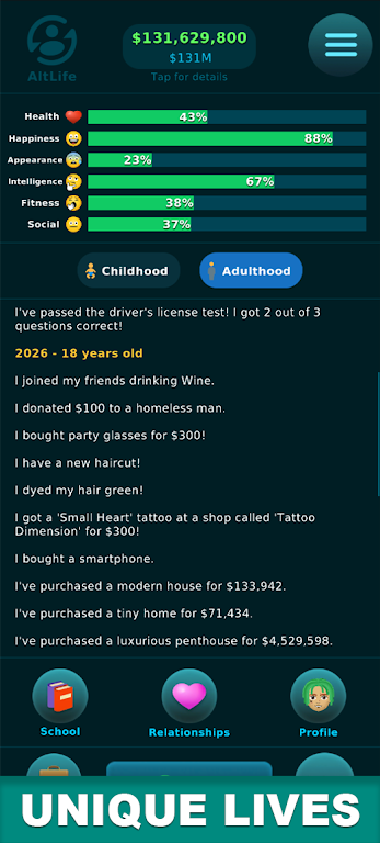 AltLife - Life Simulator ภาพหน้าจอ 0