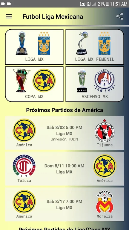 SoccerLair Mexican Leagues ภาพหน้าจอ 1
