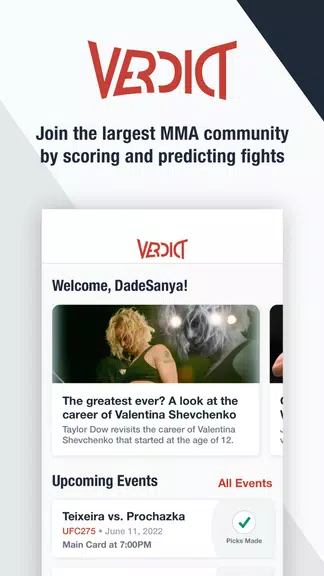 Verdict MMA Picks & Scoring 螢幕截圖 2