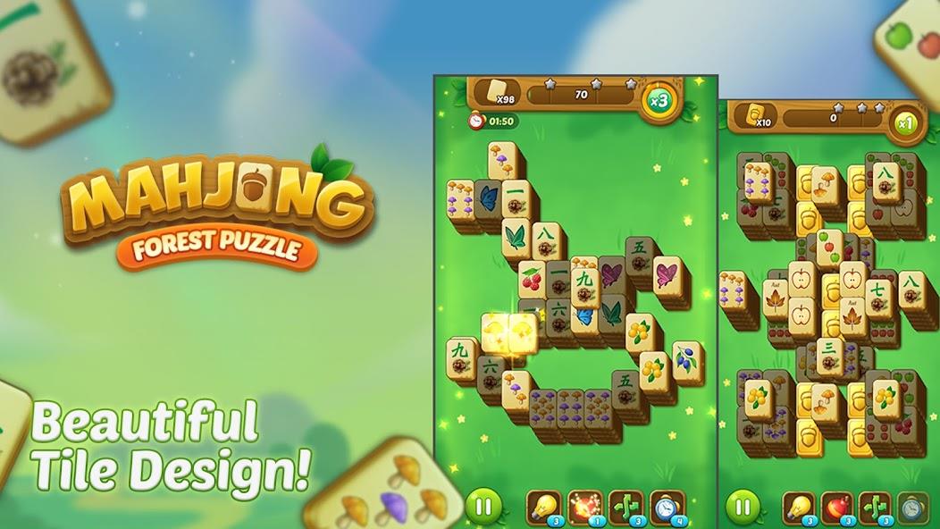 Mahjong Forest Puzzle Mod 스크린샷 1