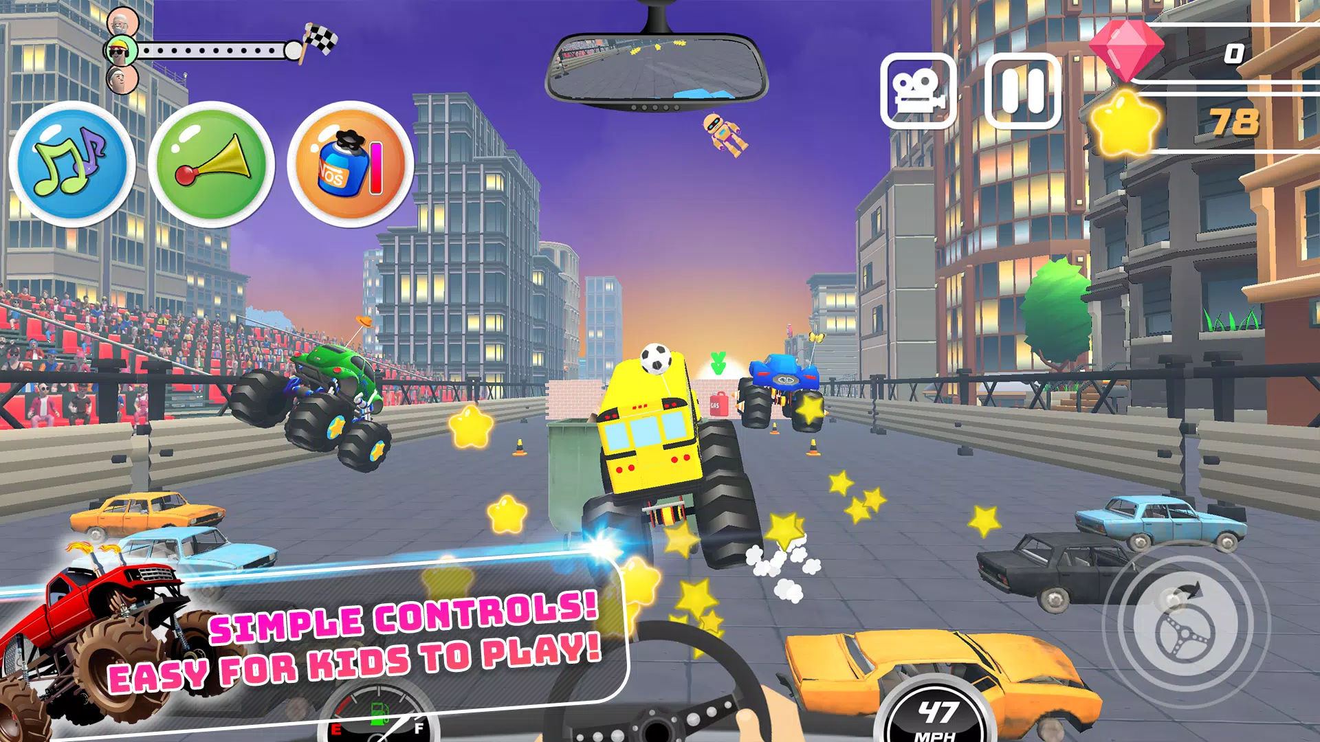 Monster Trucks Kids Race Game Captura de pantalla 2