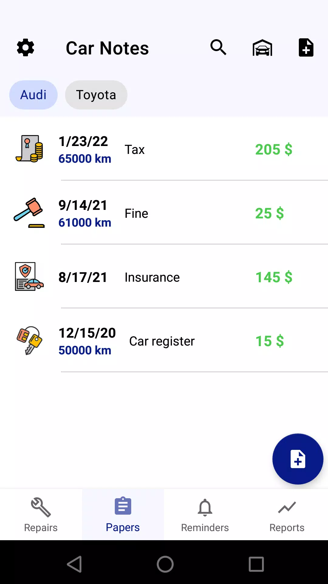 Car service tracker Screenshot 1