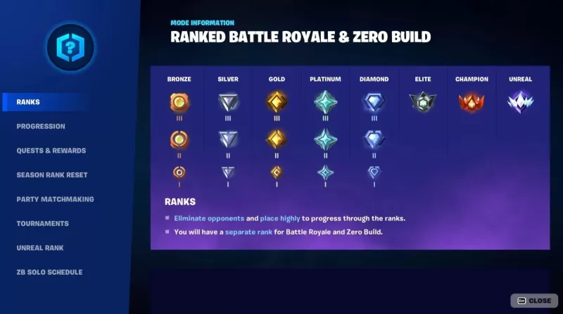 Fortniteモバイルランキングガイド - すべてのランク、報酬、戦略