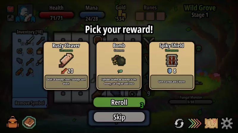 Menu displaying various weapon upgrades and power-ups