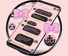 SMS Theme Ribbon Pink messages Screenshot 0