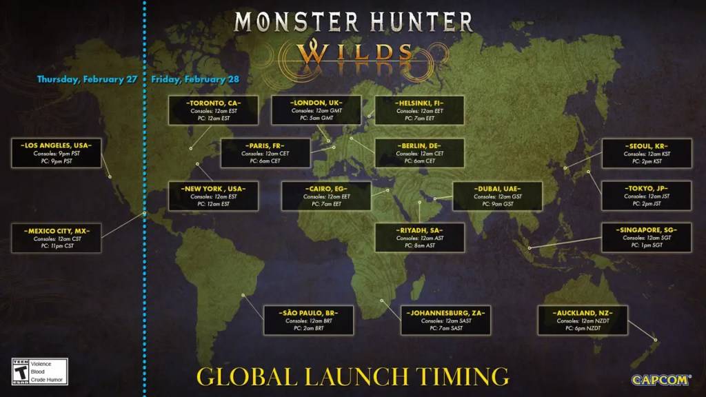 Monster Hunter Wilds Date et temps de sortie