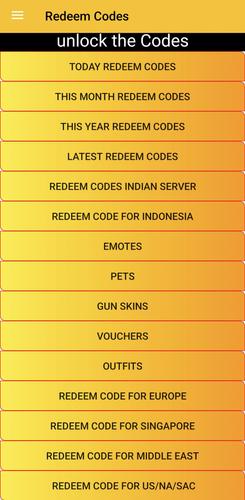 Schermata Redeem Codes 0