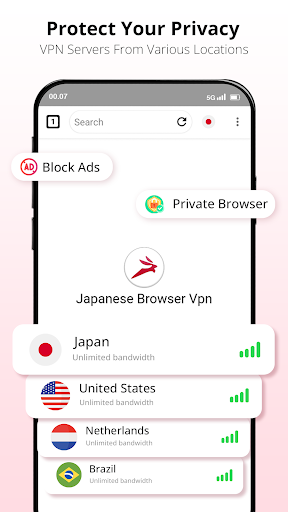 Japanese Browser Vpn: Private スクリーンショット 2