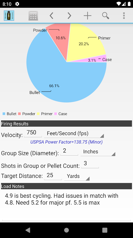 Schermata Reloading Calculator - Ammo 2