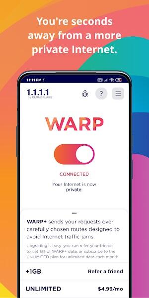 1.1.1.1 + WARP: Safer Internet 螢幕截圖 0