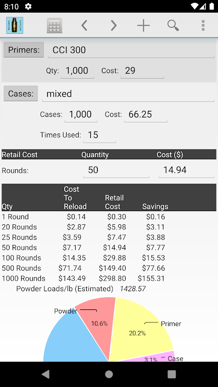 Schermata Reloading Calculator - Ammo 1