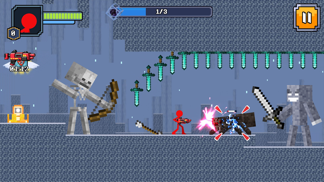 Red Stickman in Craft World Mod 螢幕截圖 1