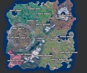 Hướng dẫn bản đồ Battle Royale của Fortnite Mobile - Tất cả các địa điểm, NPC và Spawns