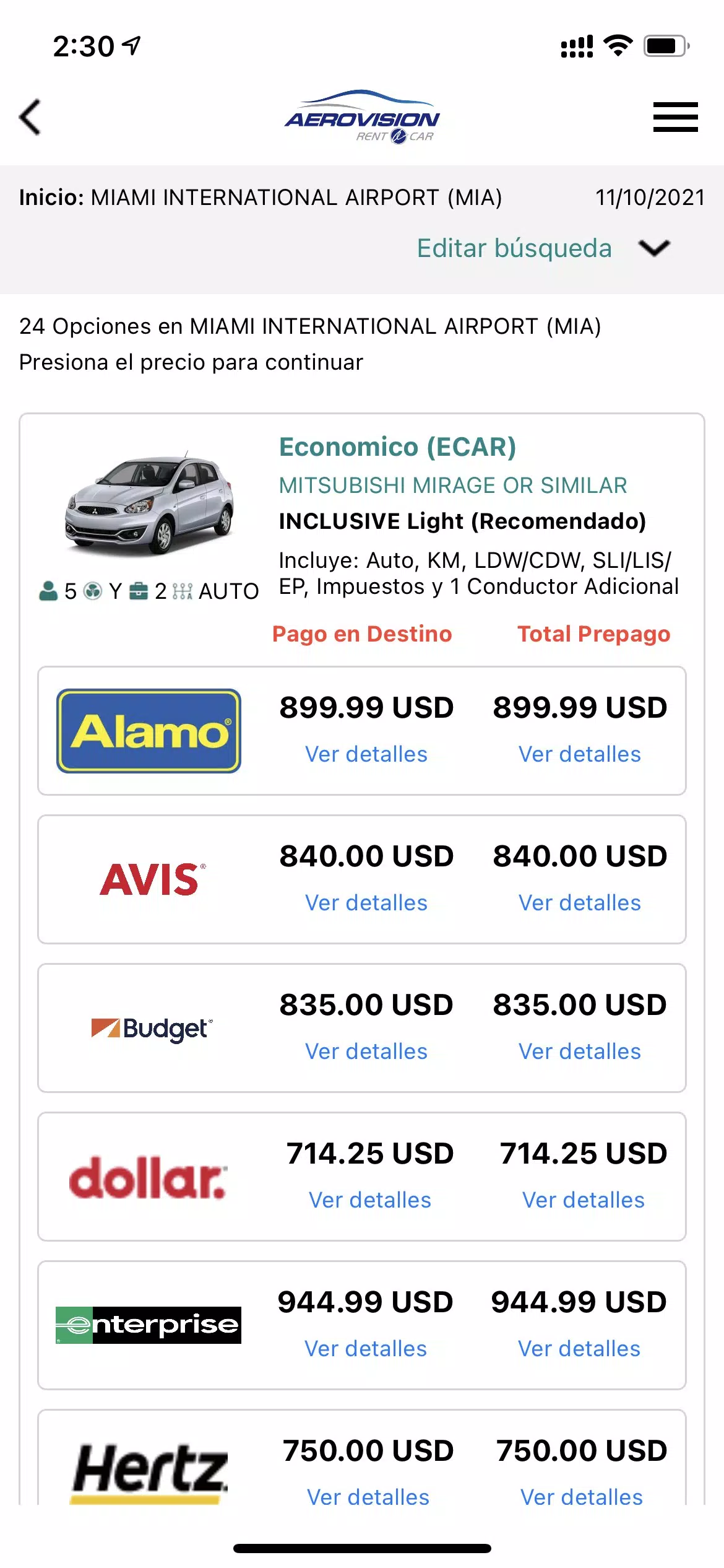 Aerovision SAS - Rent a Car Ảnh chụp màn hình 3