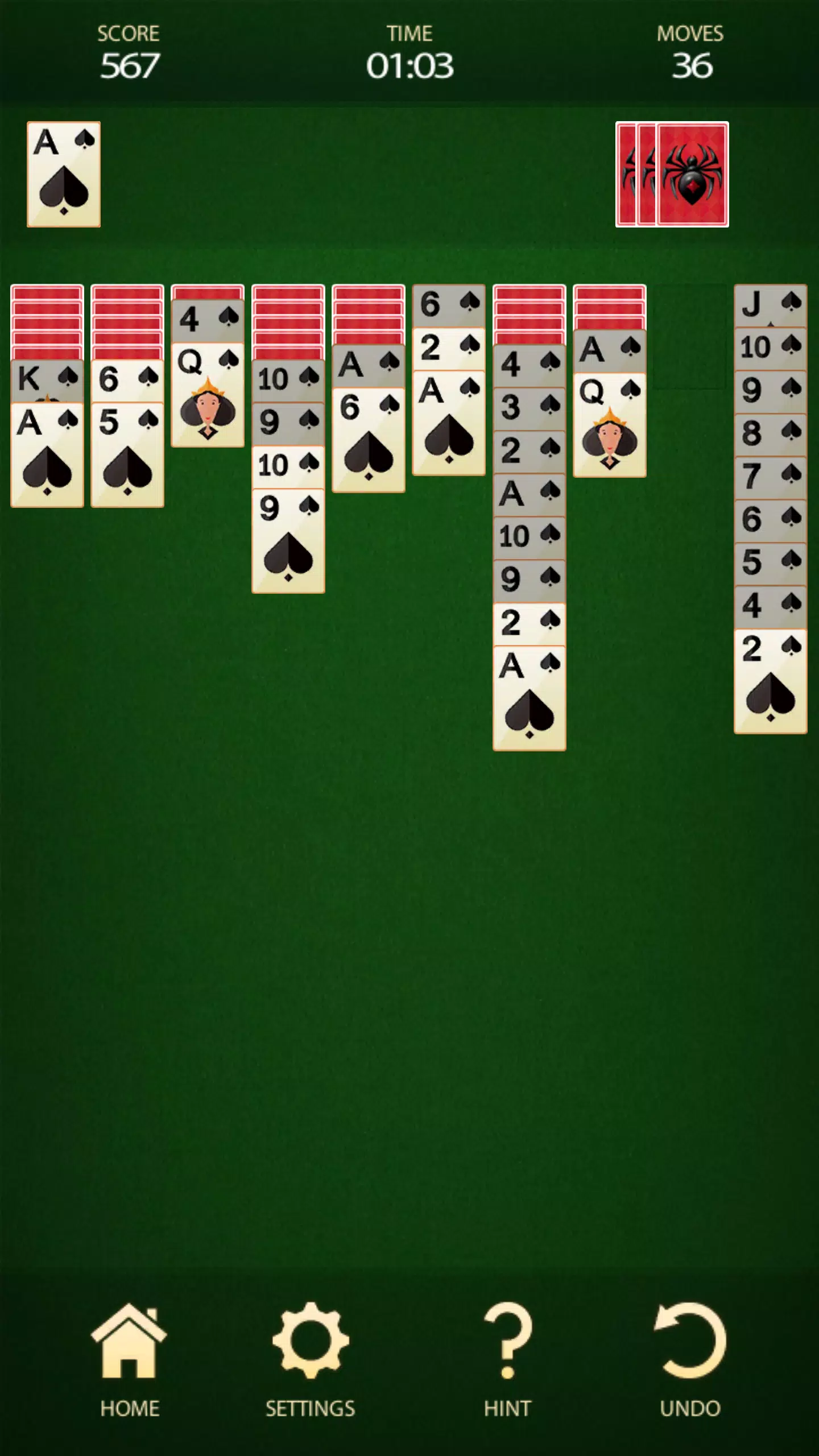 Spider Solitaire: Card Game Zrzut ekranu 2