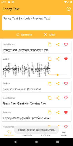 Fancy Text Symbols ภาพหน้าจอ 0