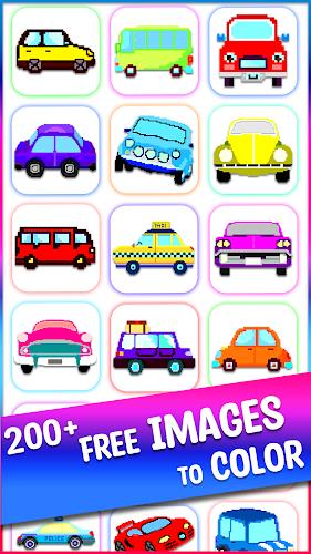 Cars Pixel Art Color by Number Screenshot 2