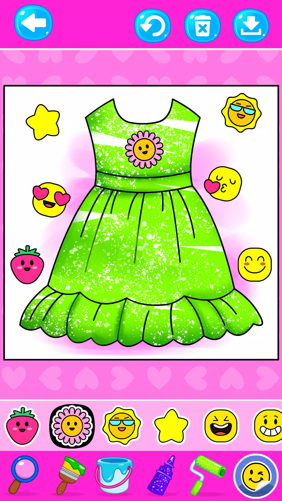 Girls Glitter Dress Coloring 螢幕截圖 3