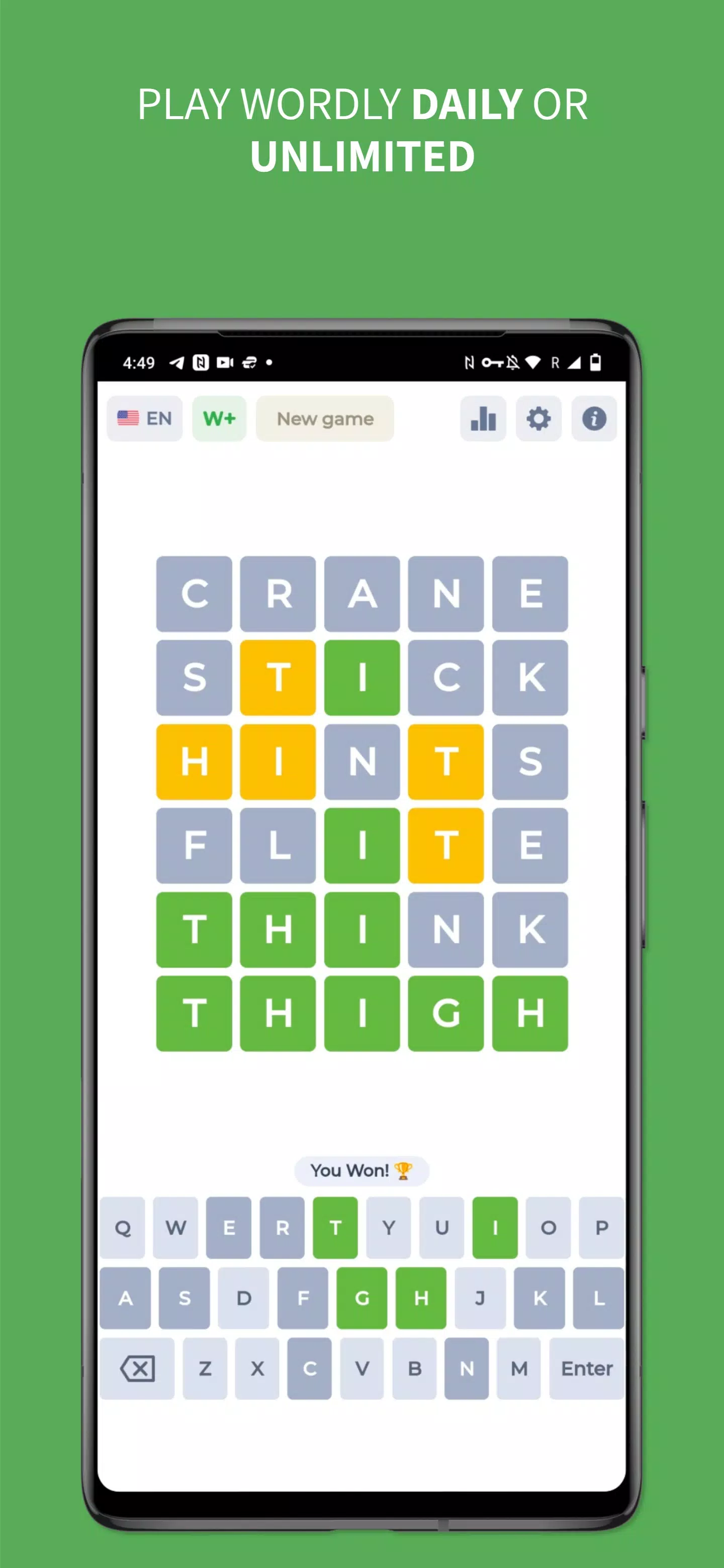 Wordy - Word Puzzle Game ဖန်သားပြင်ဓာတ်ပုံ 0