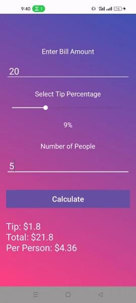 Tip Calculator ภาพหน้าจอ 1