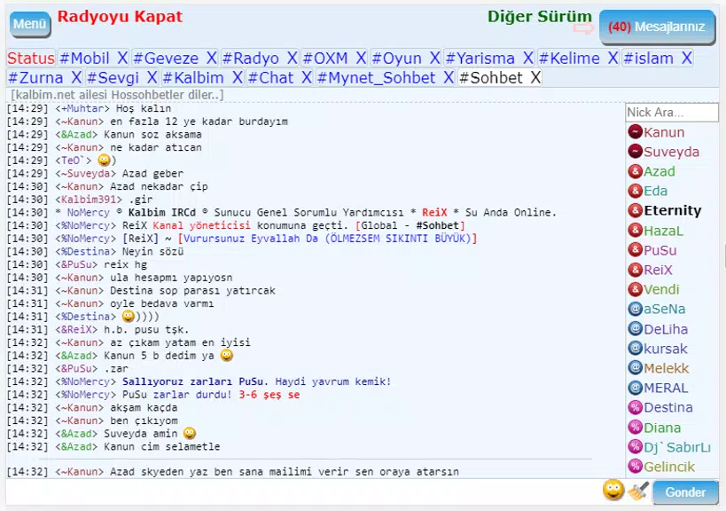 Mirc Sohbet Chat Odaları Capture d'écran 2