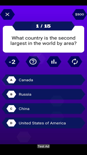 Millionaire Game - Trivia Quiz Captura de pantalla 1