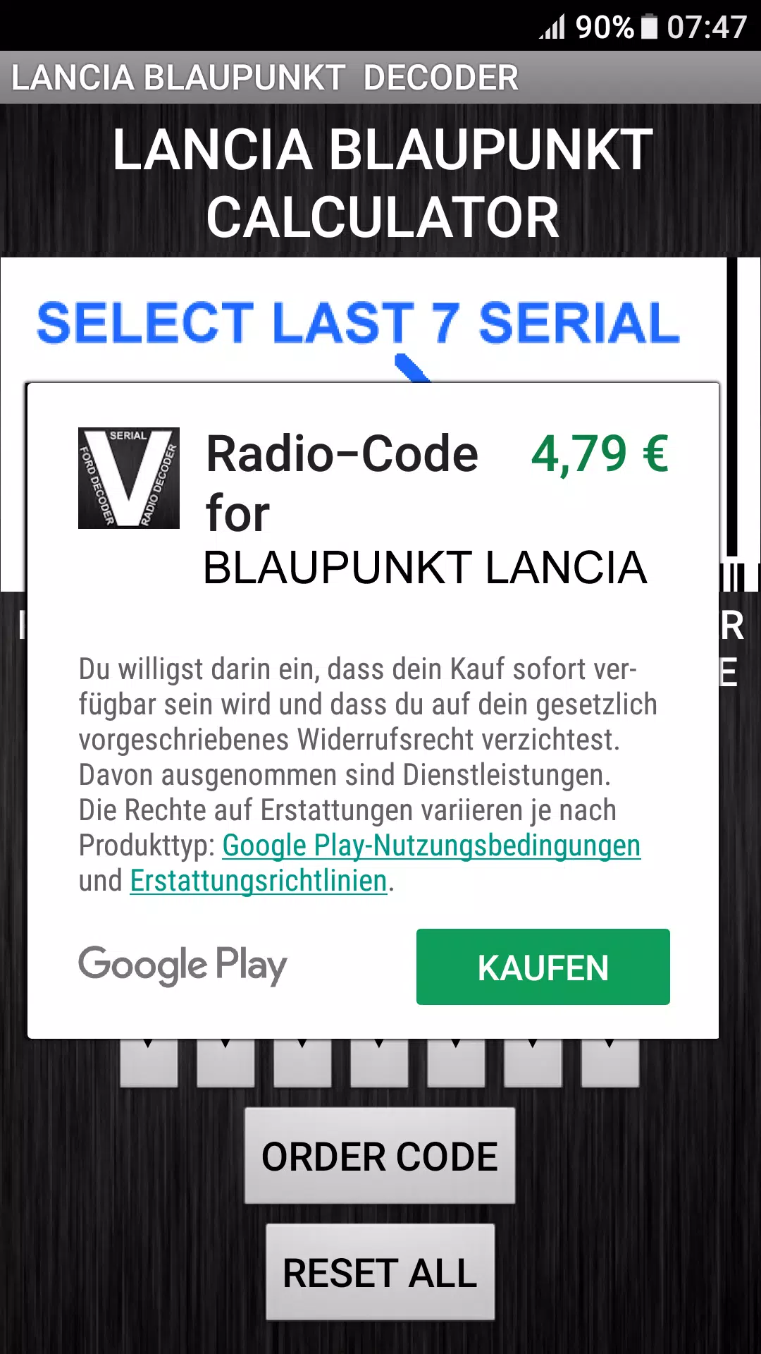 Schermata Blaupunkt Lancia Radio Code 3