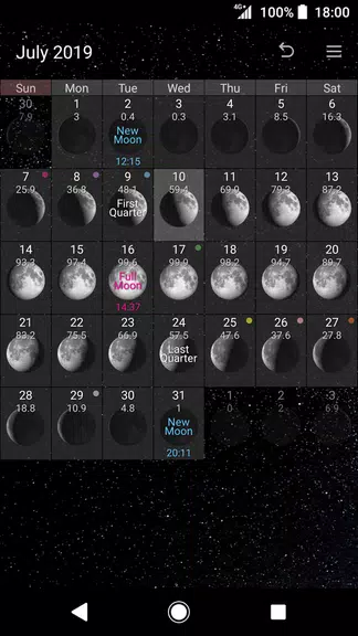 Simple Moon Phase Calendar Zrzut ekranu 0