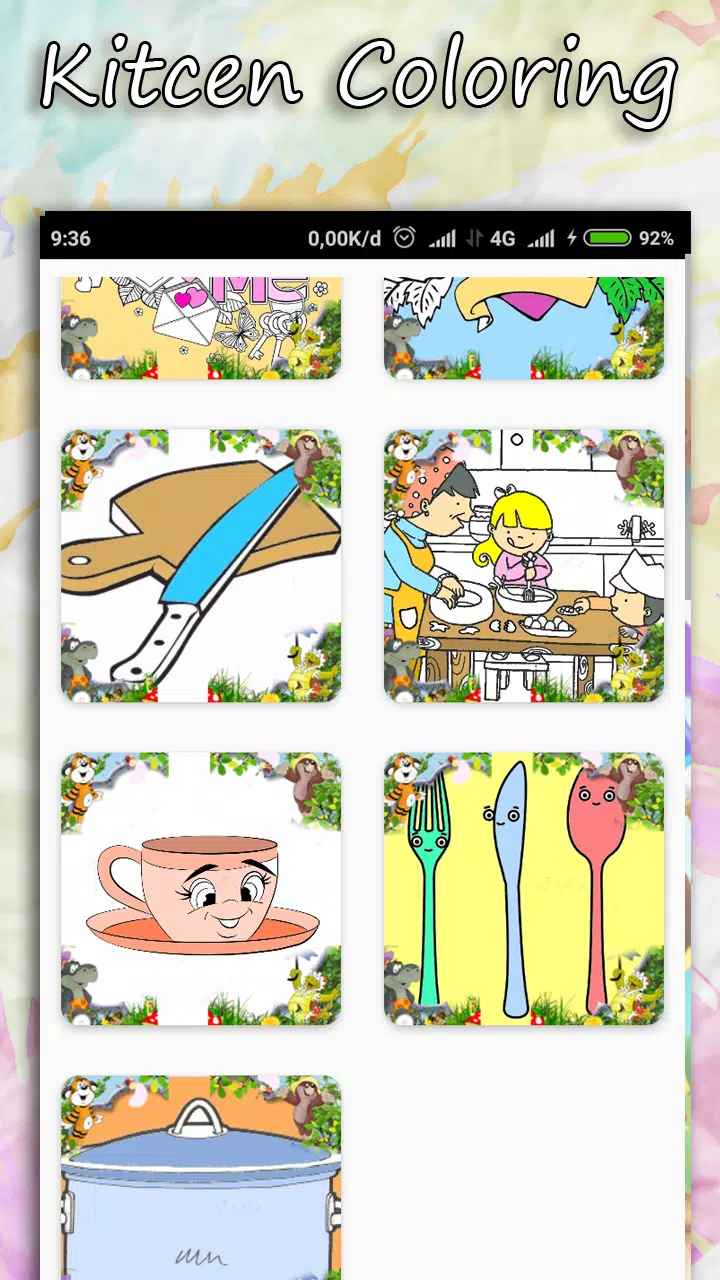 Coloring Kitchen Cooking page ဖန်သားပြင်ဓာတ်ပုံ 1