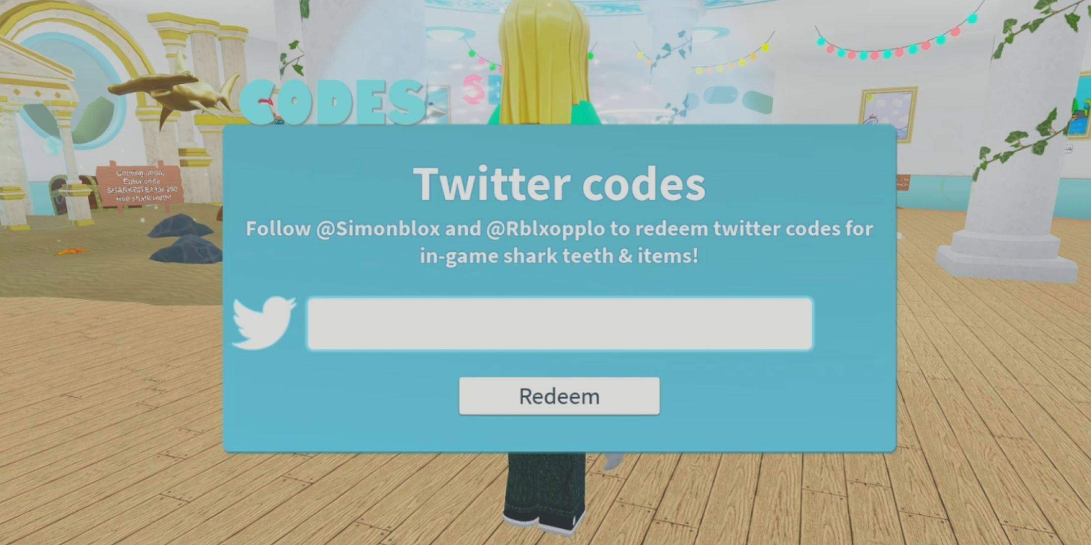 Image: Screenshot showing code redemption button