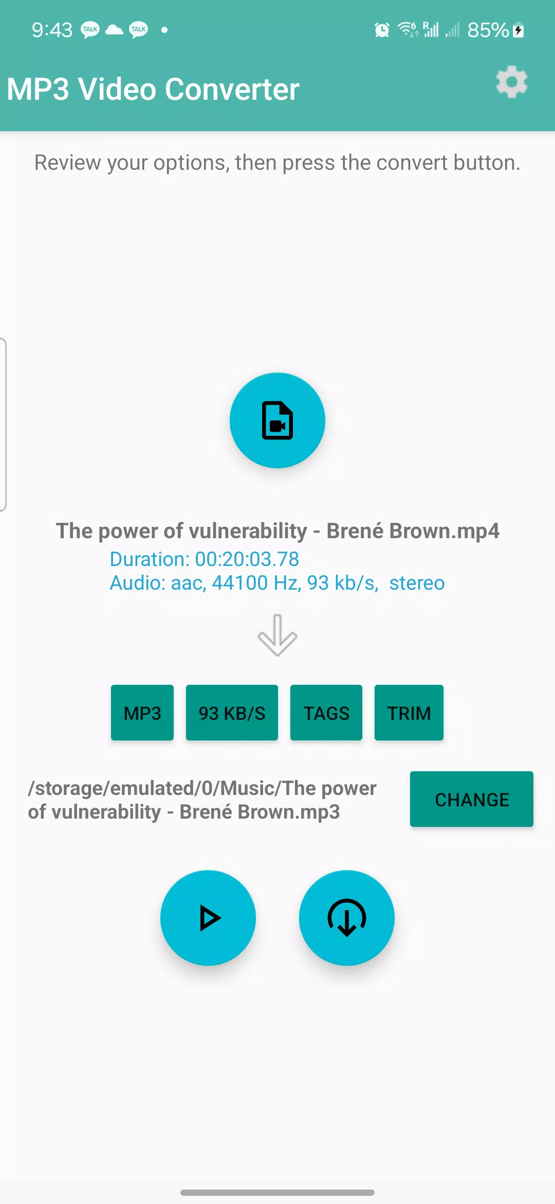 MP3 Video Converter 螢幕截圖 1