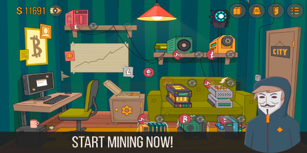 Bitcoin miner: Idle Simulator ဖန်သားပြင်ဓာတ်ပုံ 0