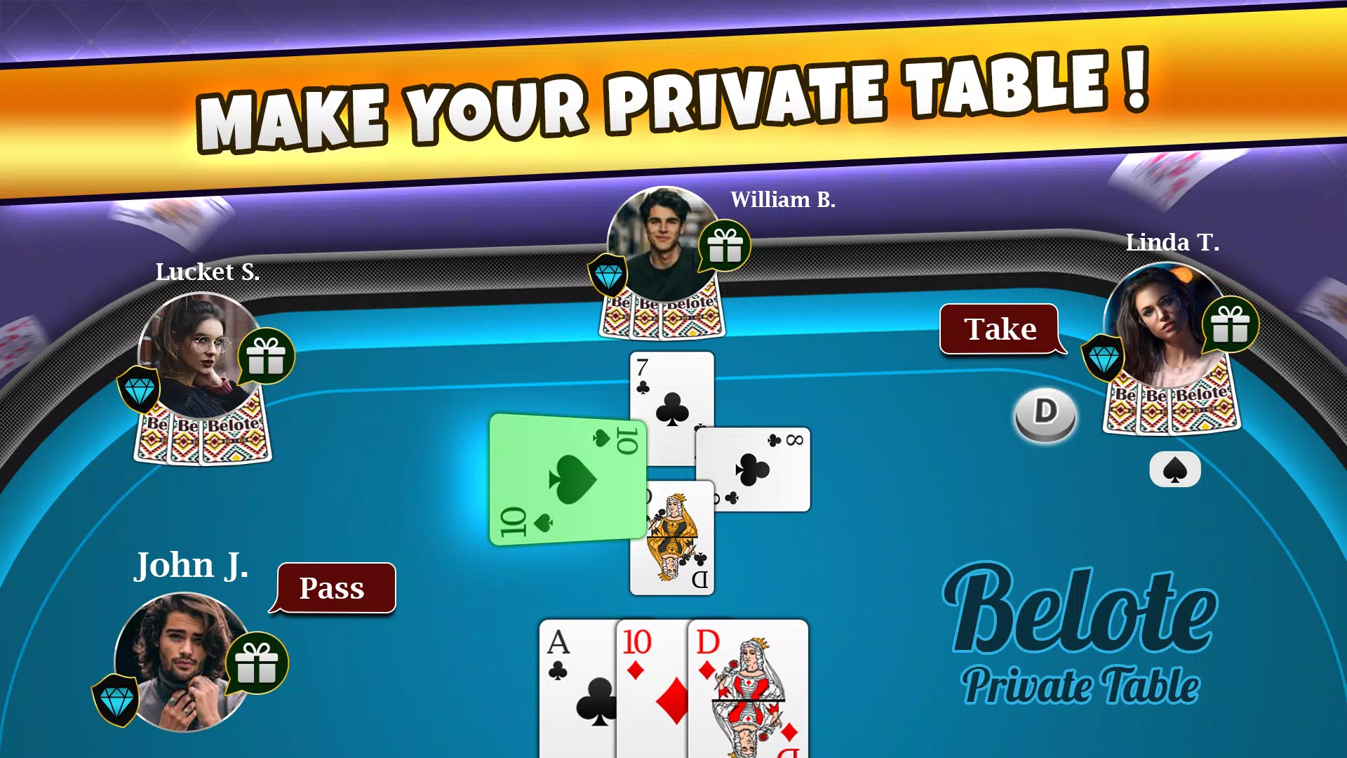 Belote Coinche Online game Screenshot 1