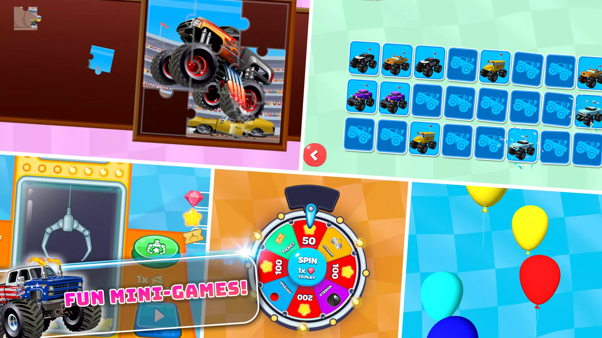 Monster Trucks Kids Race Game Tangkapan skrin 3