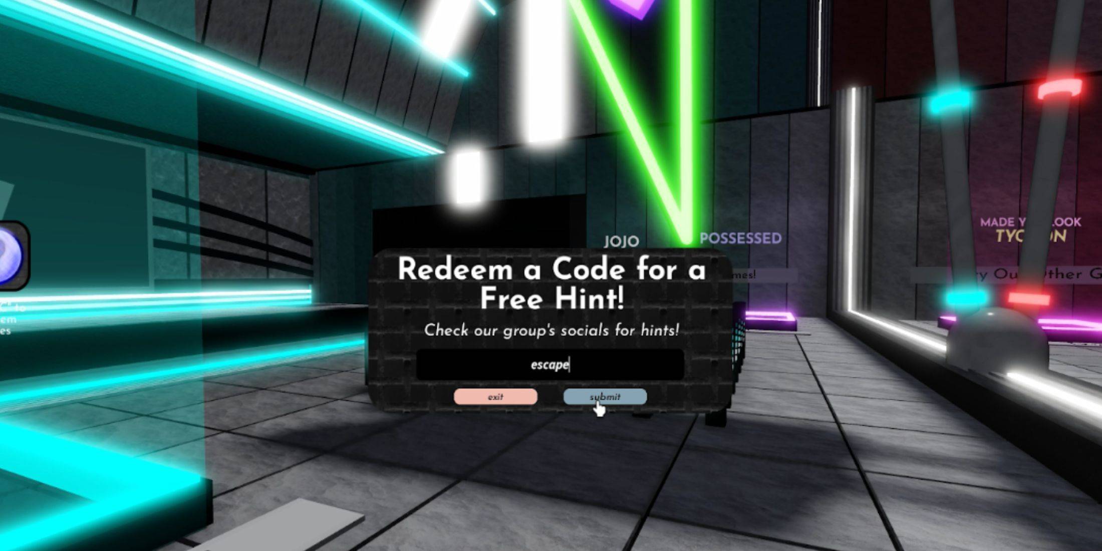 Image: Redeeming Codes in Terminal Escape Room