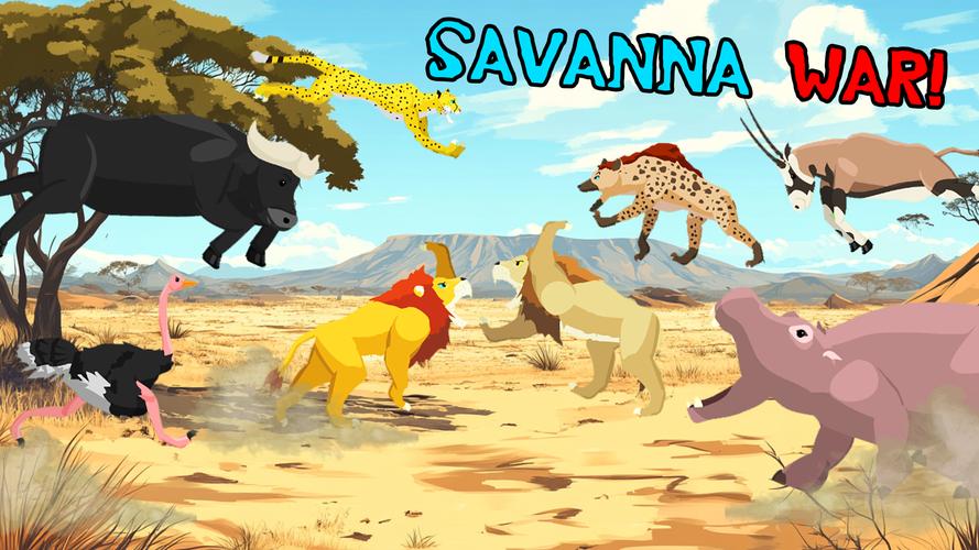 Lion Fights Savannah Animals ဖန်သားပြင်ဓာတ်ပုံ 0