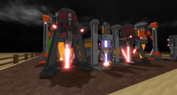 ड्रिल का एक गुच्छा Roblox अनटाइटल्ड ड्रिल गेम में जमीन को ड्रिलिंग कर रहा है