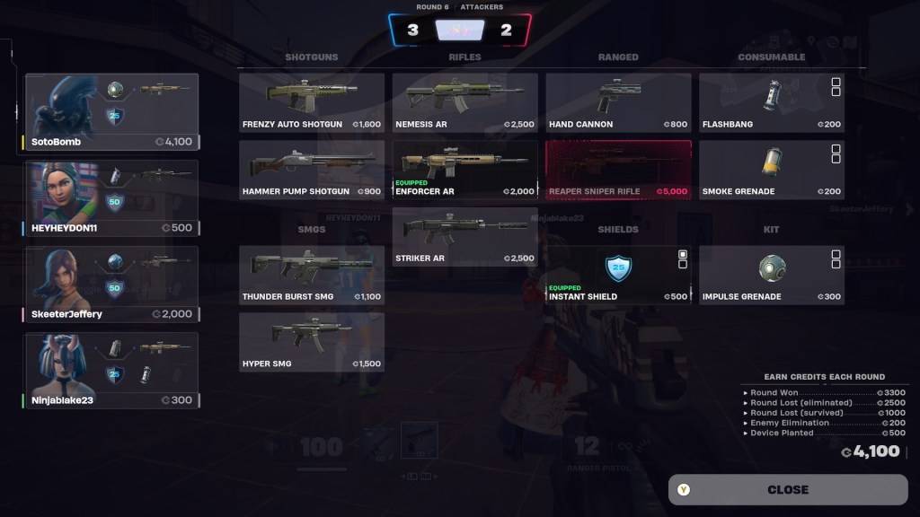 The buy screen in Fortnite Ballistic, showcasing the recommended loadout.