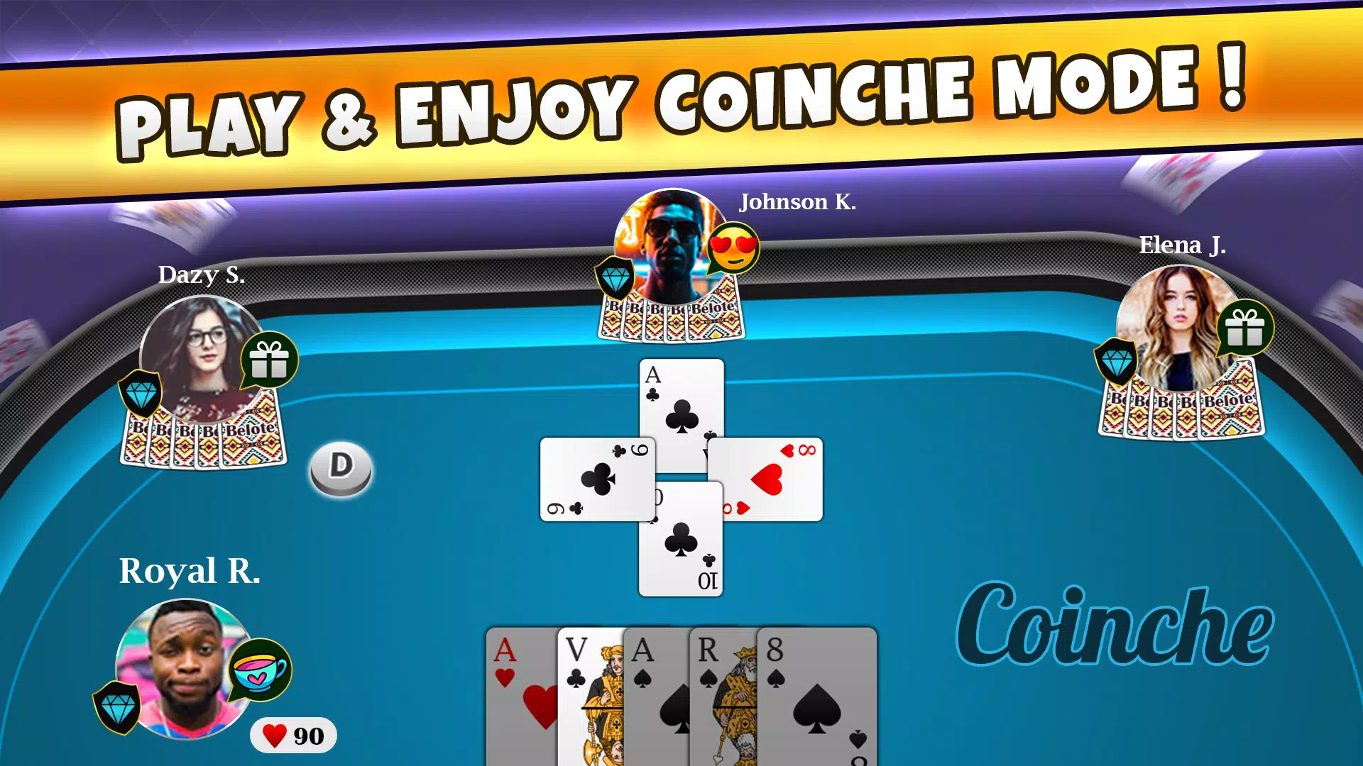 Belote Coinche Online game Ekran Görüntüsü 2