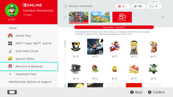 Nintendo Switch Online 任务奖励