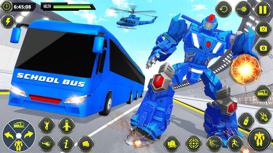 School Bus Robot Car Game Скриншот 2