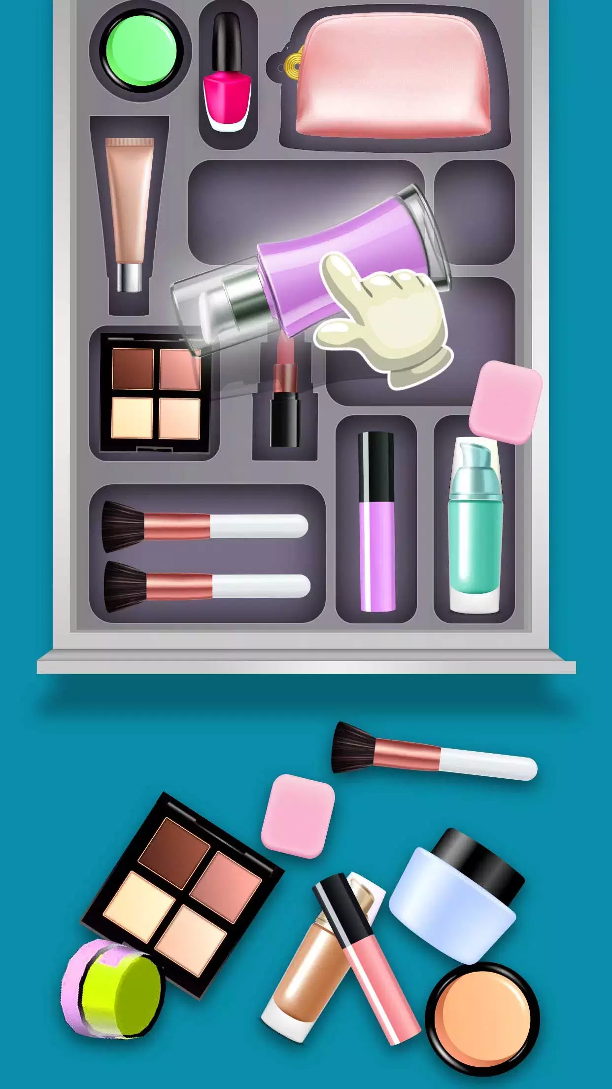 Fill the Makeup Organizer Game Schermafbeelding 1