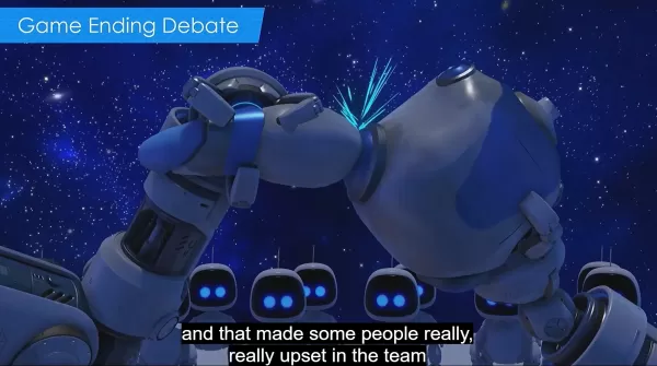 Um clipe da apresentação de Doucet mostrando o final original do Astro Bot.