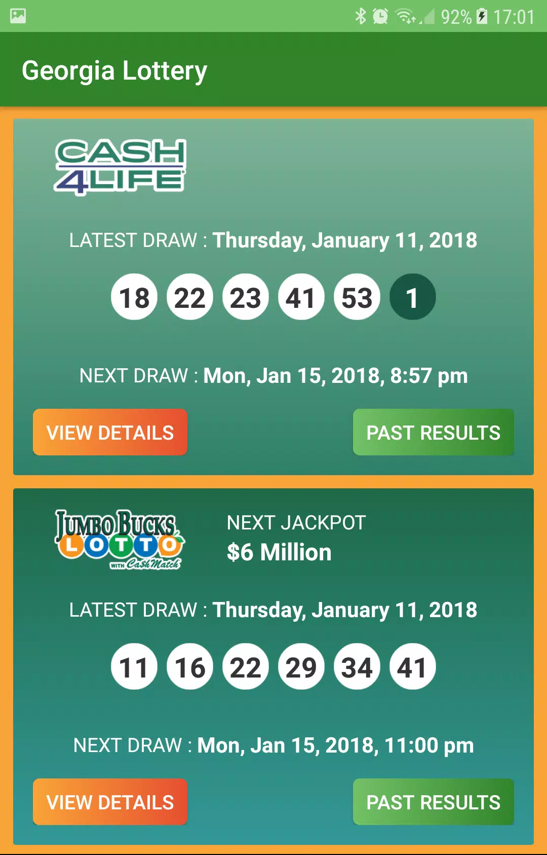 Georgia Lottery Results スクリーンショット 1